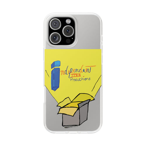 Bright Yellow 'Independent Productions' Clear Phone Case — Illustrated Box & Logo Design